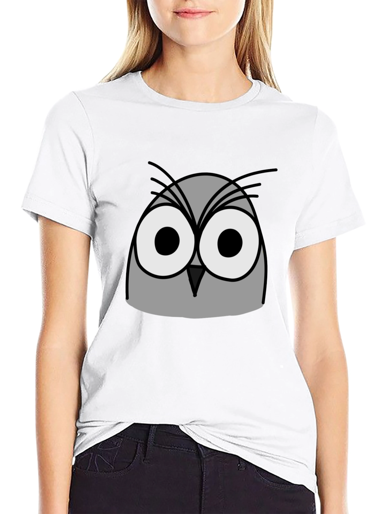 Owl Graphic Print Black T-Shirt