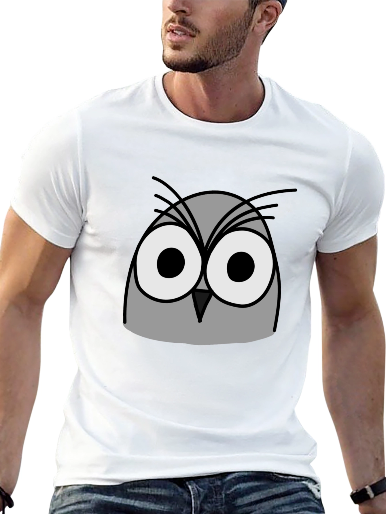 Owl Graphic Print Black T-Shirt