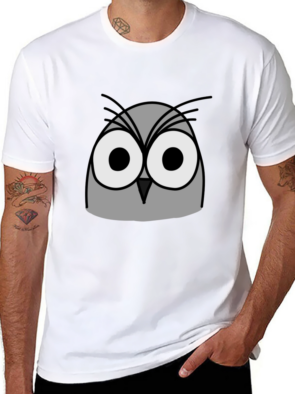 Owl Graphic Print Black T-Shirt