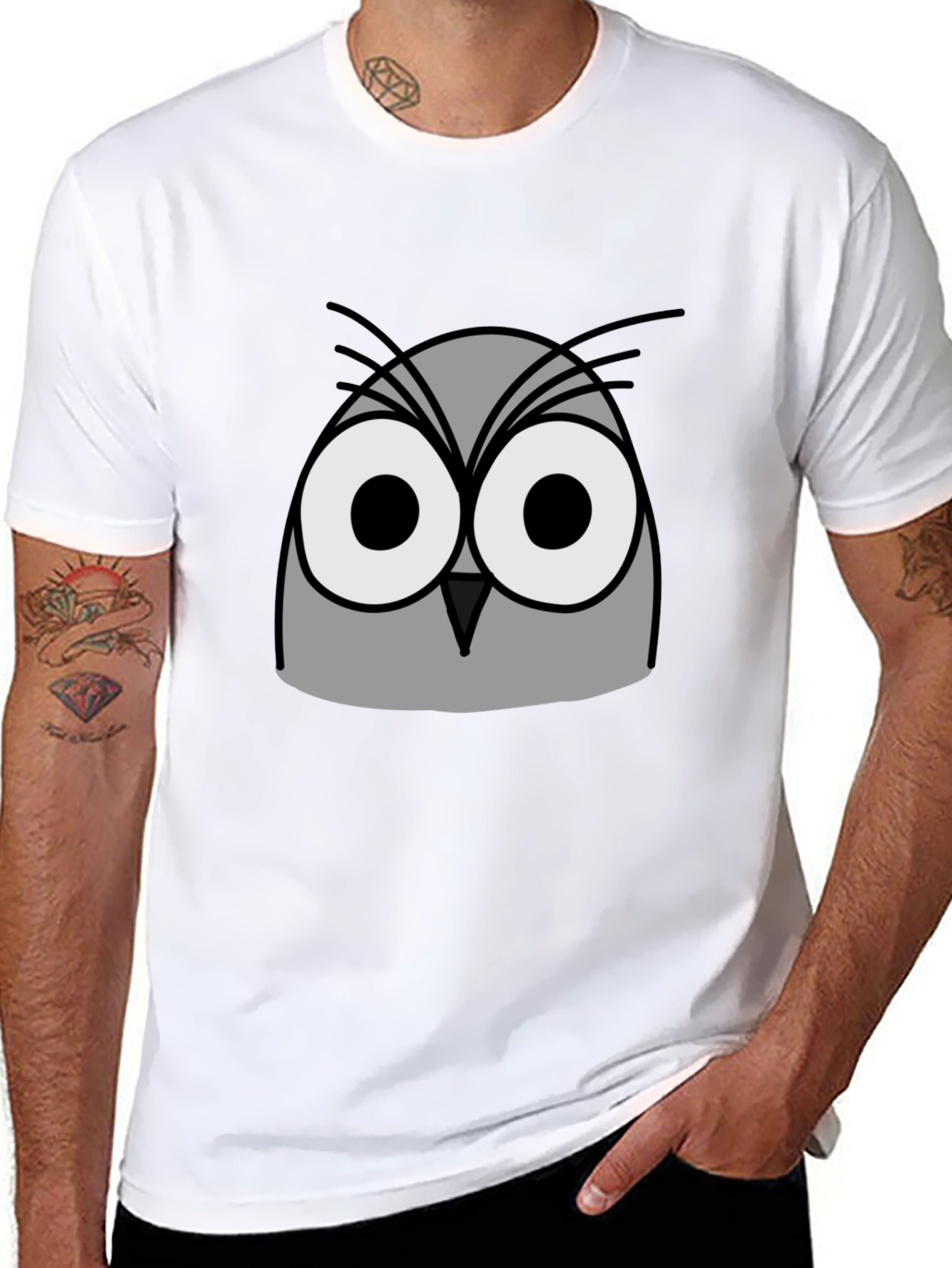 Owl Graphic Print Black T-Shirt