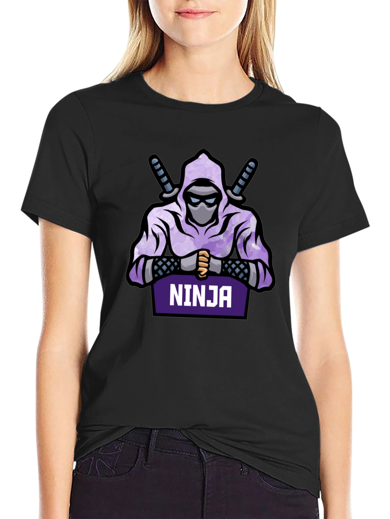 Ninja Graphic Tee - Cool Design Black Cotton T-Shirt