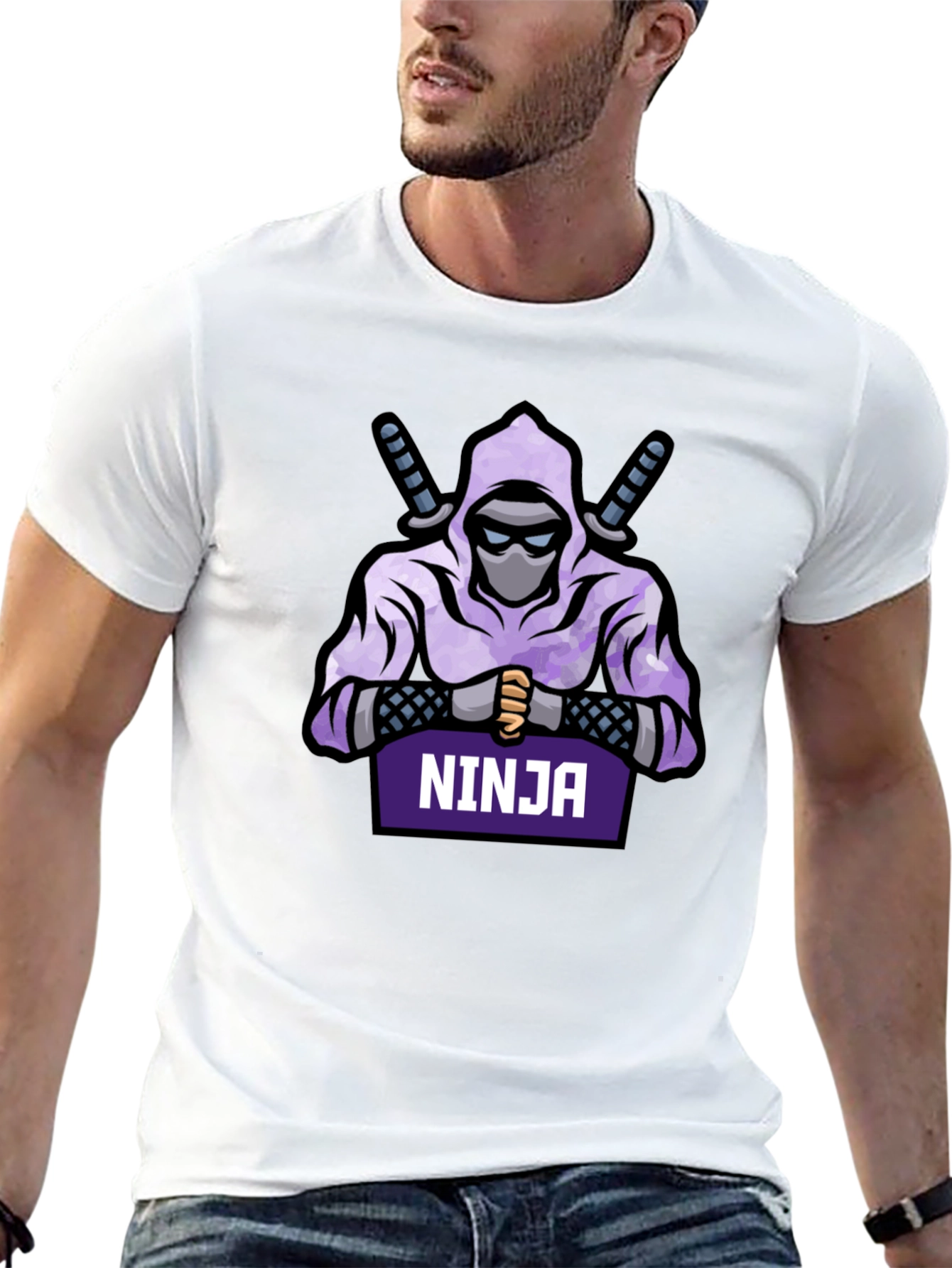 Ninja Graphic Tee - Cool Design Black Cotton T-Shirt
