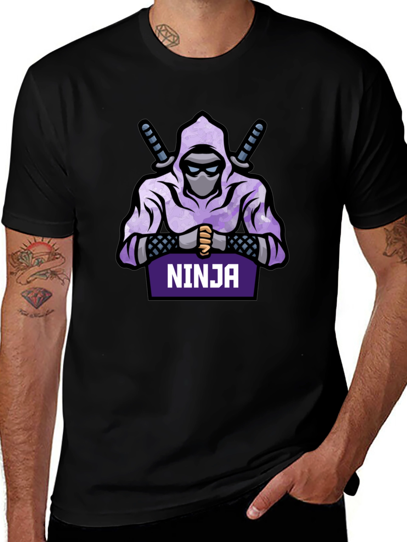 Ninja Graphic Tee - Cool Design Black Cotton T-Shirt