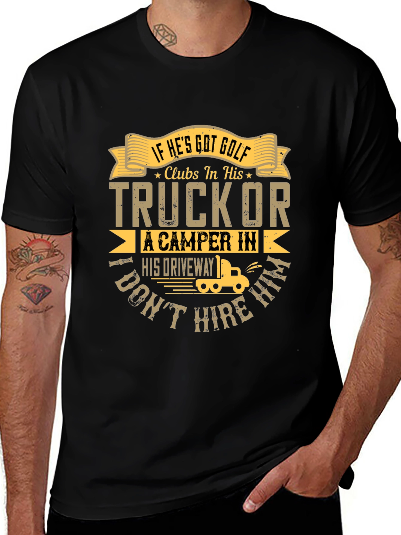 Golf Clubs Truck Camper Graphic T-Shirt