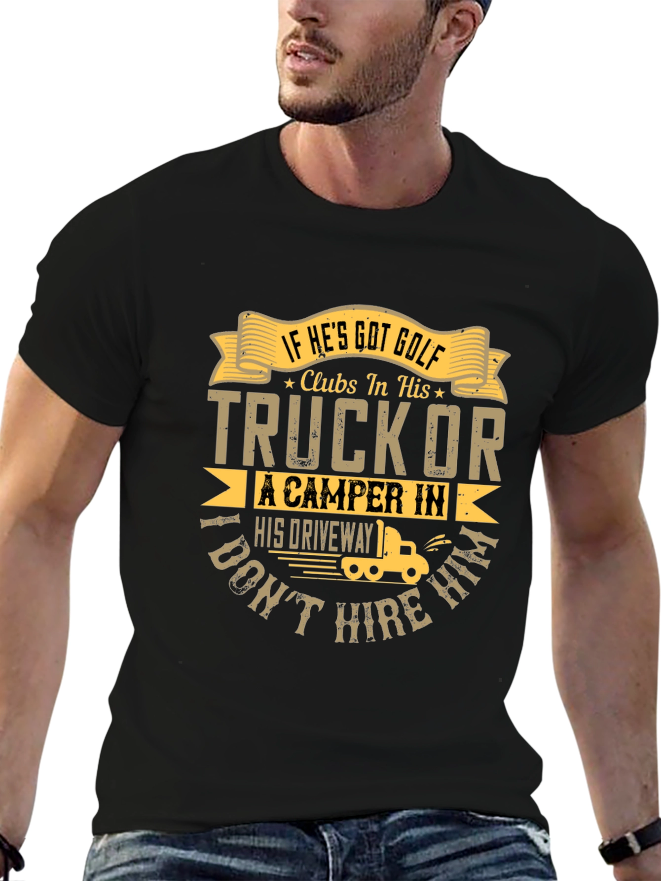 Golf Clubs Truck Camper Graphic T-Shirt