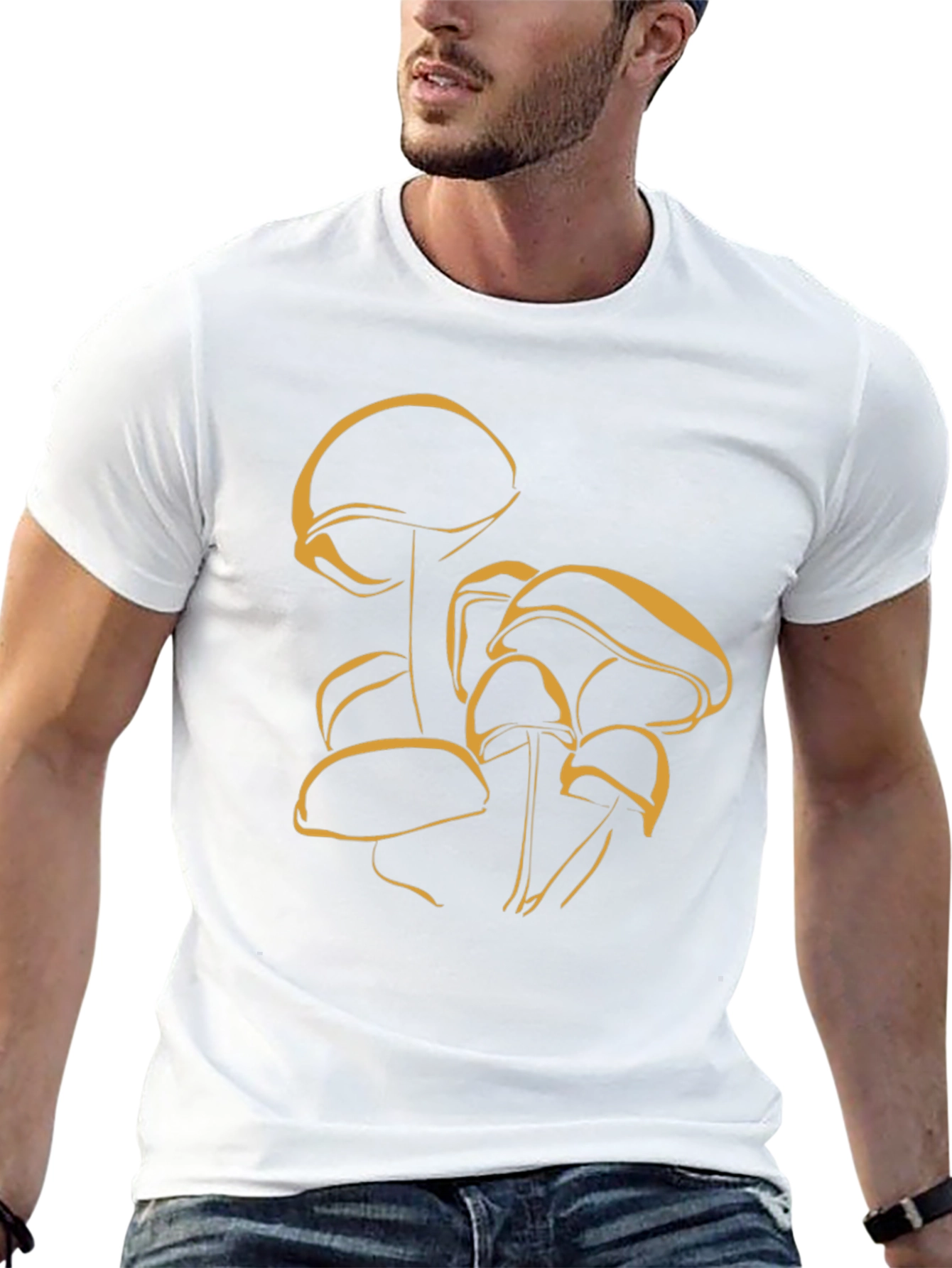 Mushroom Graphic Tee - Stylish Black Cotton T-Shirt