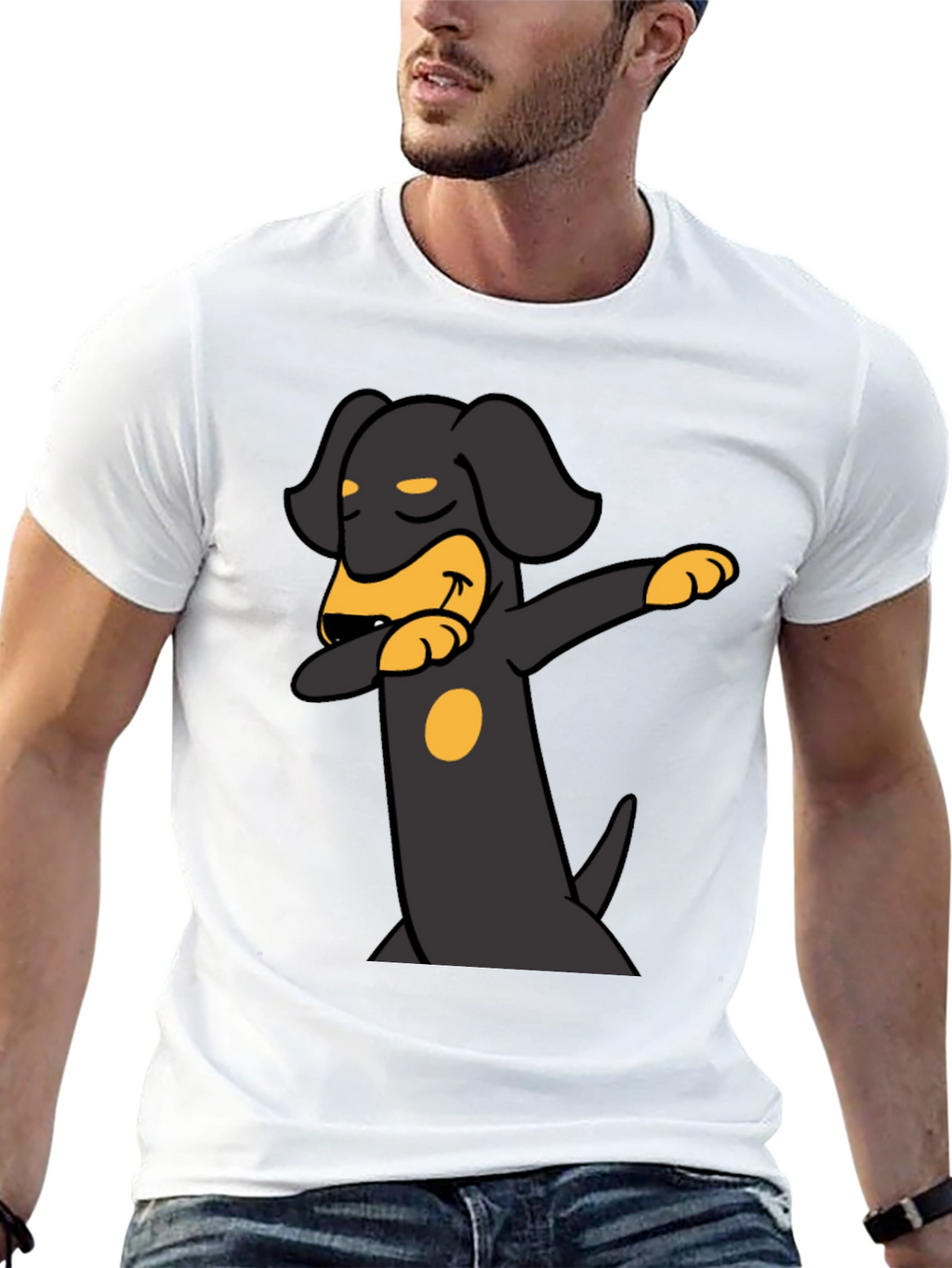 Dabbing Dachshund Graphic Tee - Black