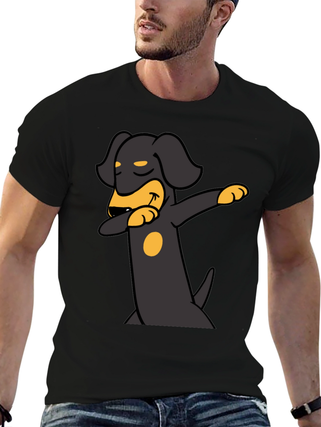 Dabbing Dachshund Graphic Tee - Black