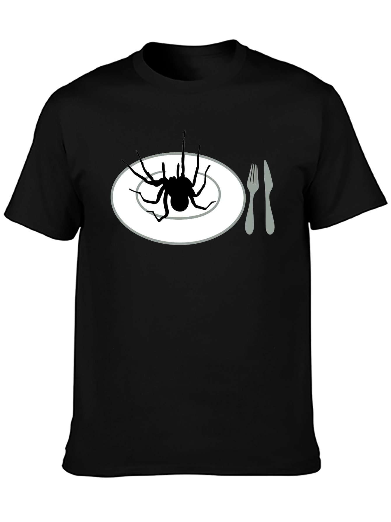 Spider on Plate Graphic Tee - Creepy Crawly Humor