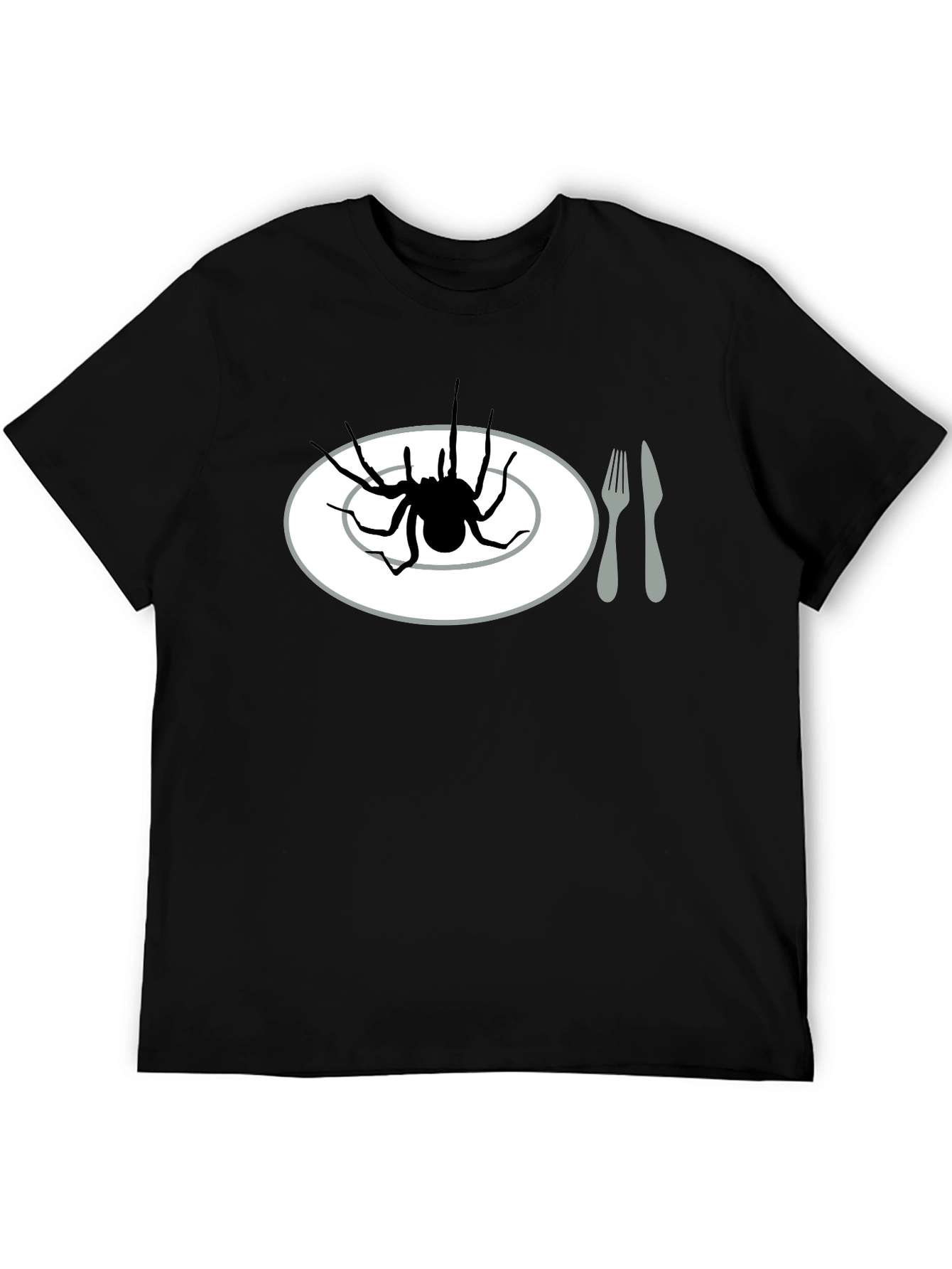 Spider on Plate Graphic Tee - Creepy Crawly Humor