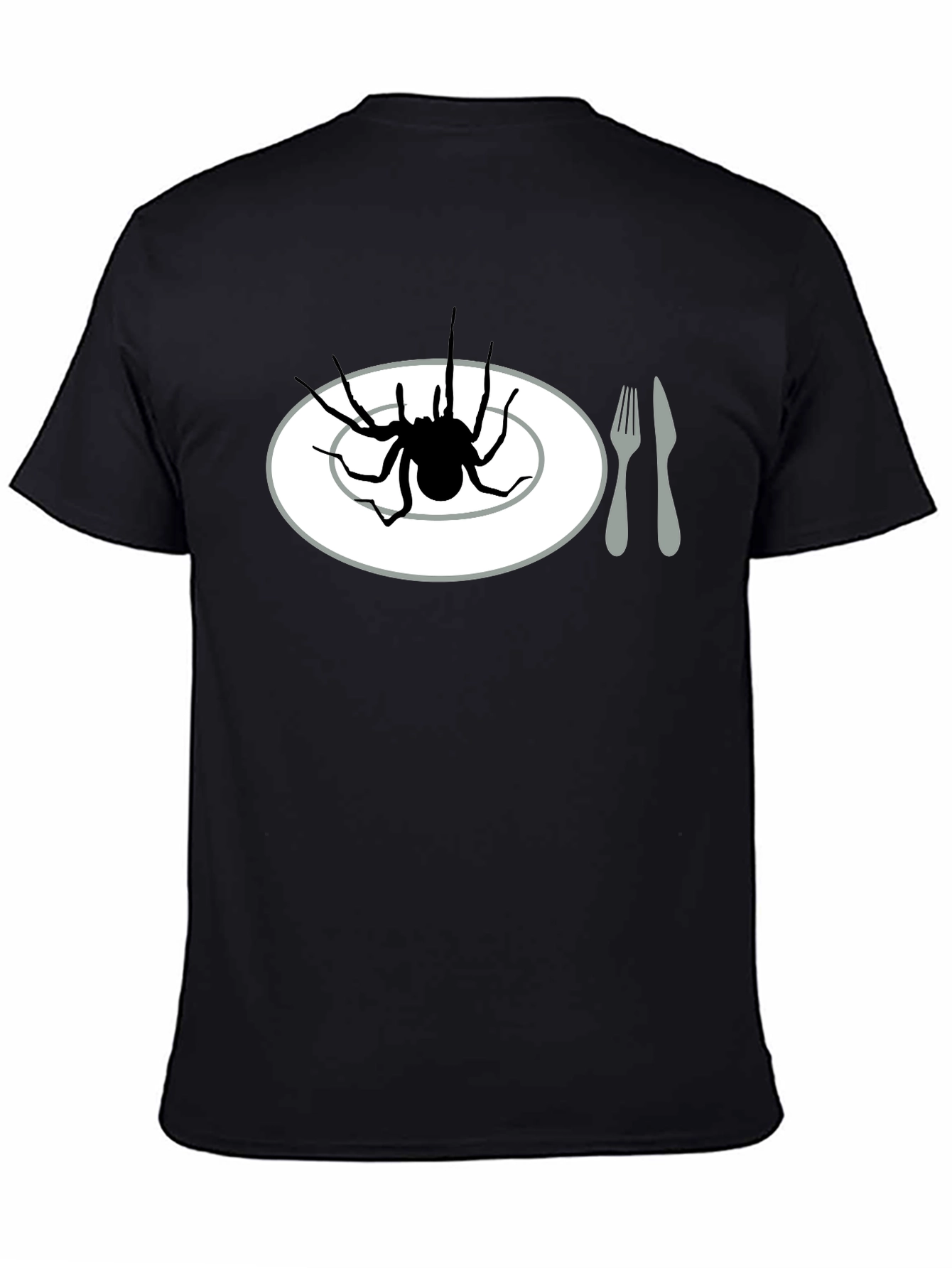 Spider on Plate Graphic Tee - Creepy Crawly Humor