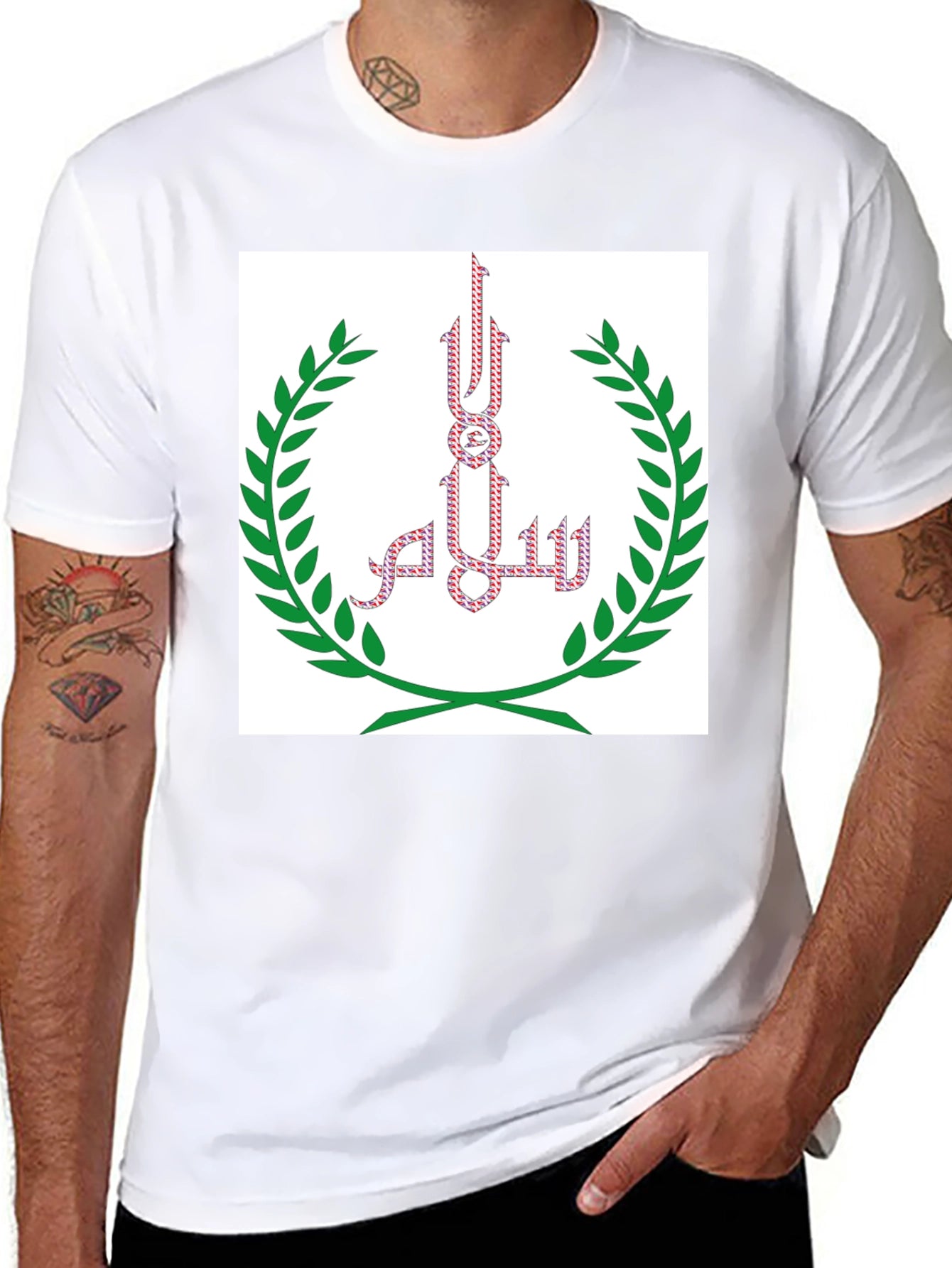 Black T-Shirt with Islamic-Inspired Art