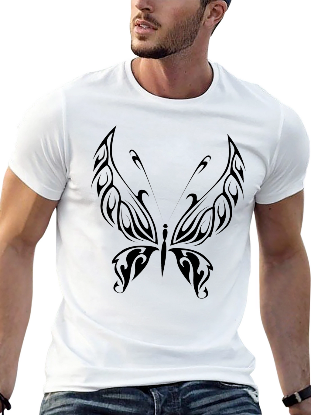 Butterfly Tattoo Graphic Black T-Shirt