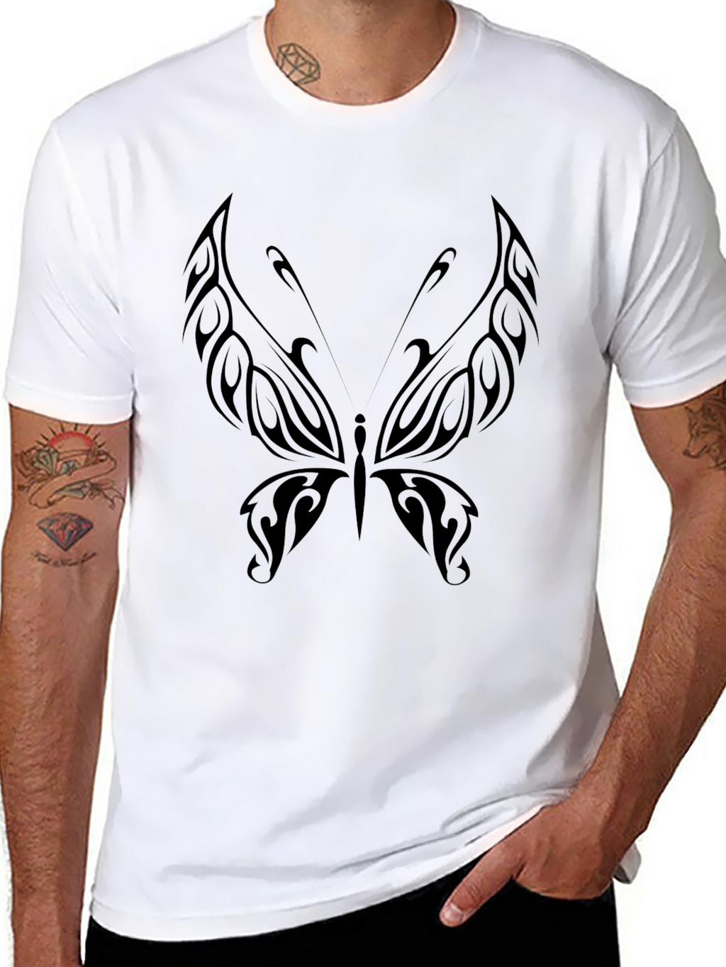 Butterfly Tattoo Graphic Black T-Shirt
