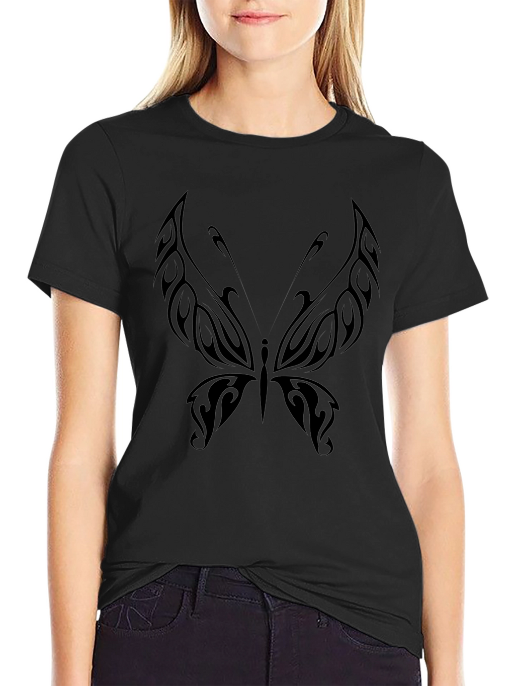 Butterfly Tattoo Graphic Black T-Shirt