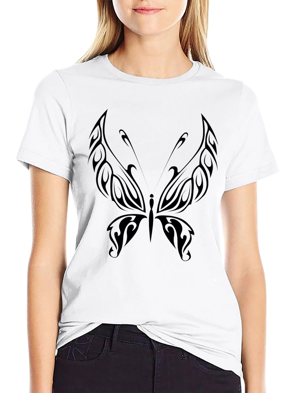 Butterfly Tattoo Graphic Black T-Shirt