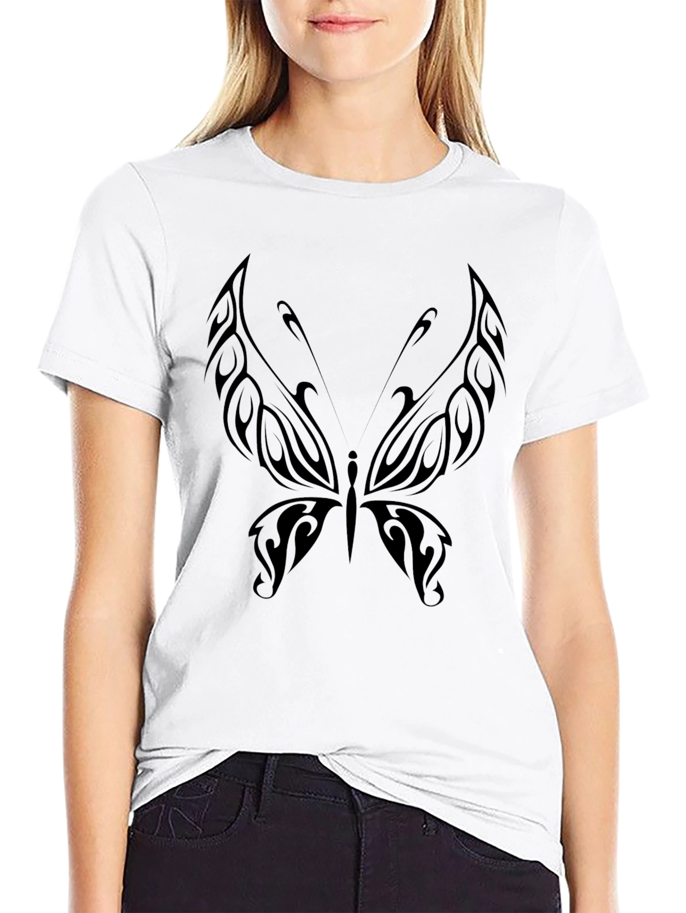 Butterfly Tattoo Graphic Black T-Shirt