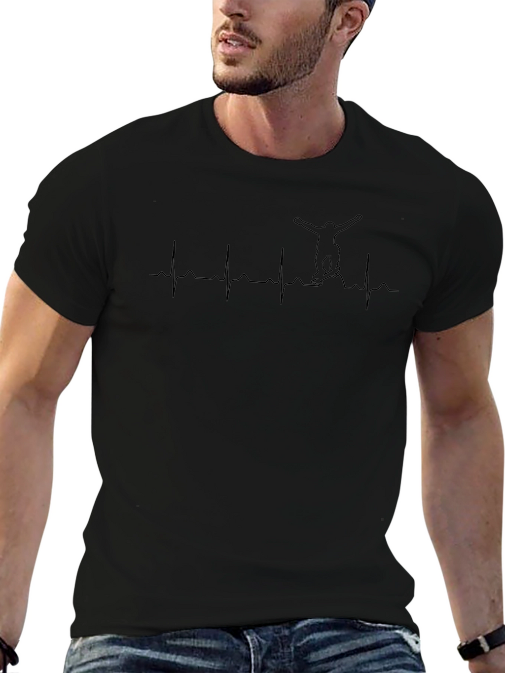 Snowboarding Heartbeat Graphic T-Shirt