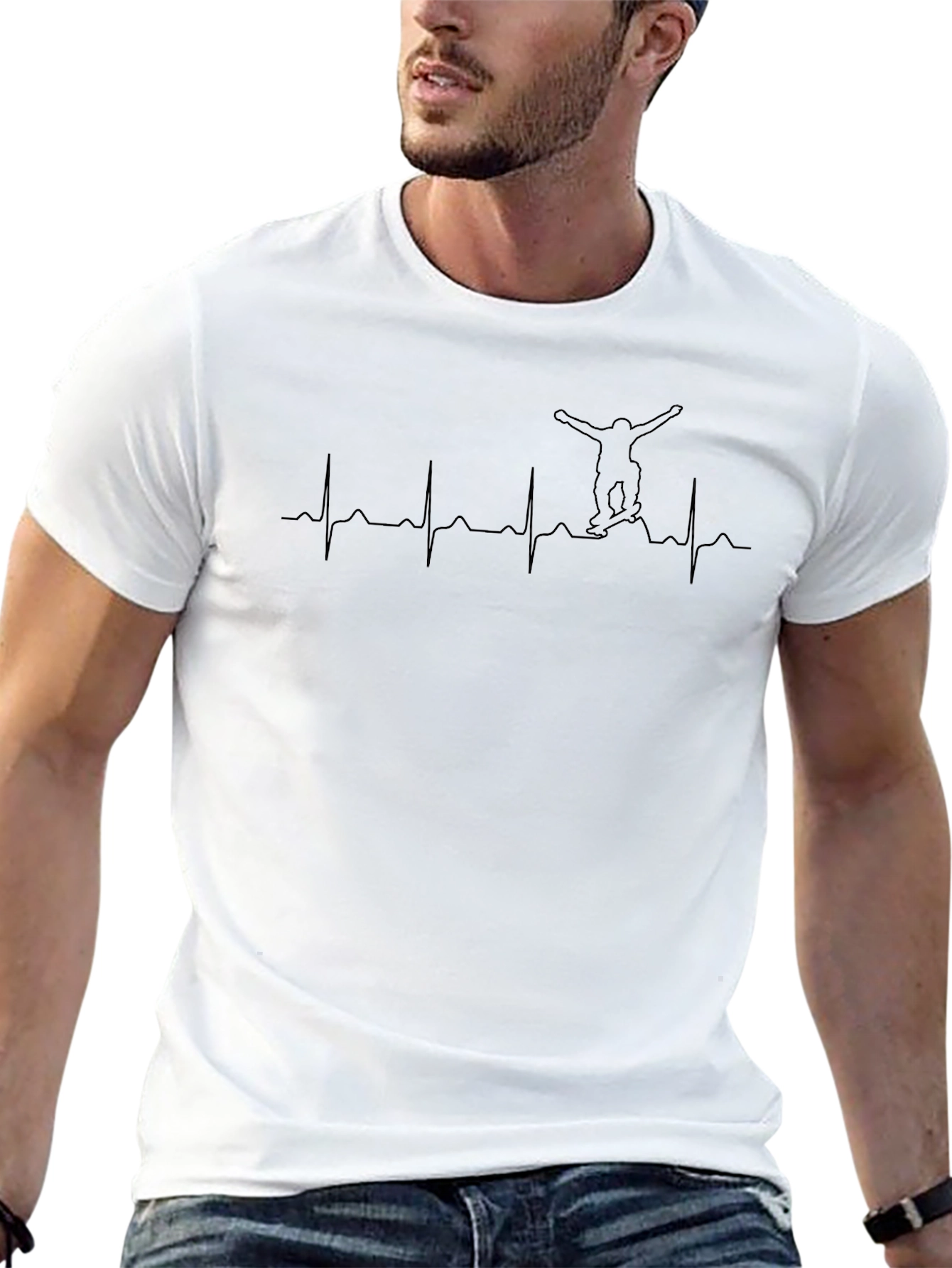 Snowboarding Heartbeat Graphic T-Shirt