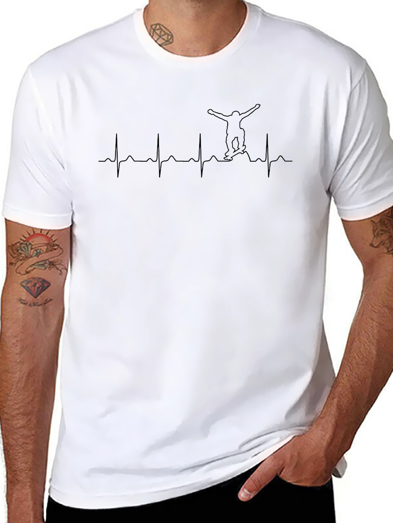 Snowboarding Heartbeat Graphic T-Shirt