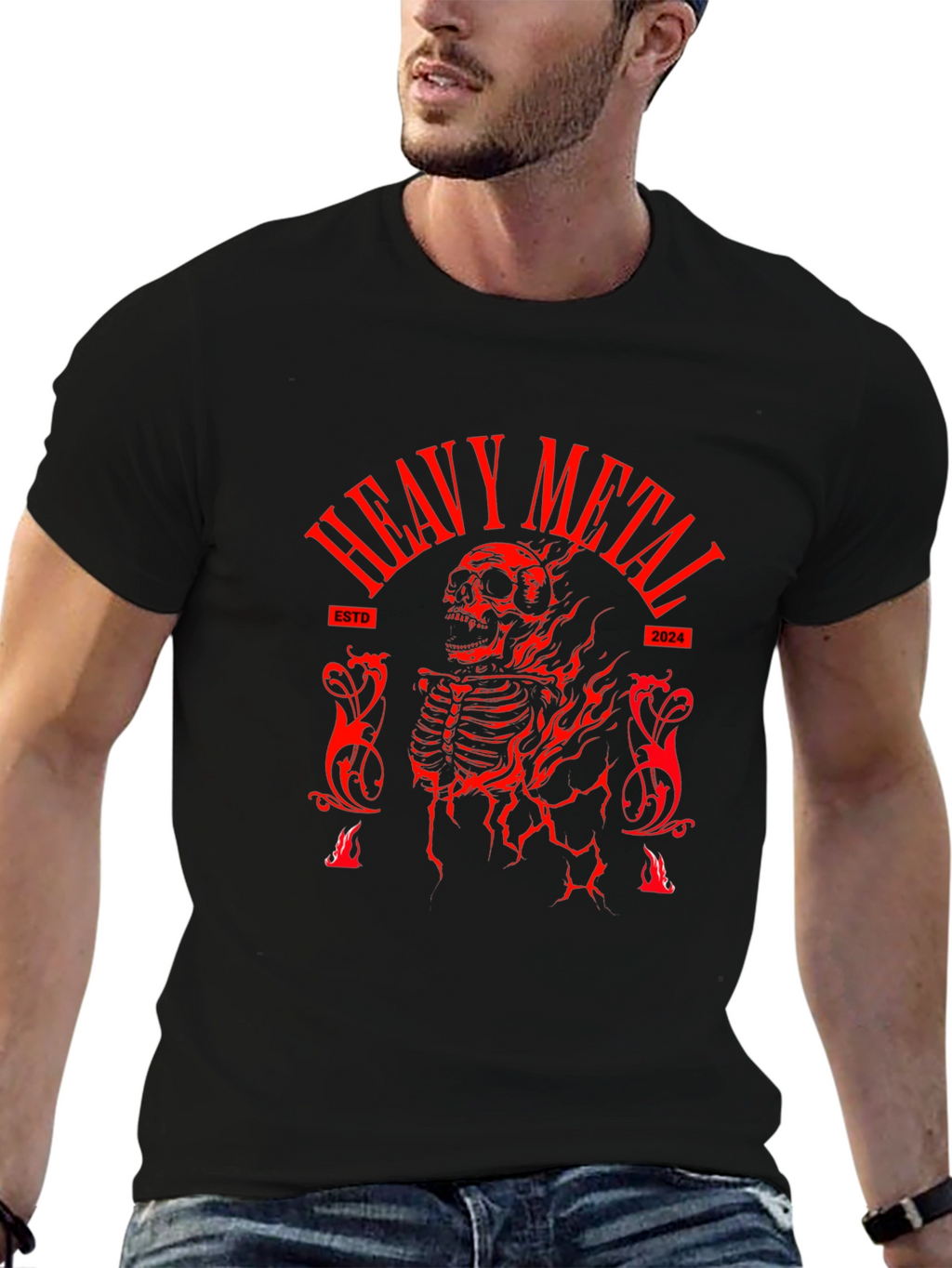 Heavy Metal Skeleton Black T-Shirt