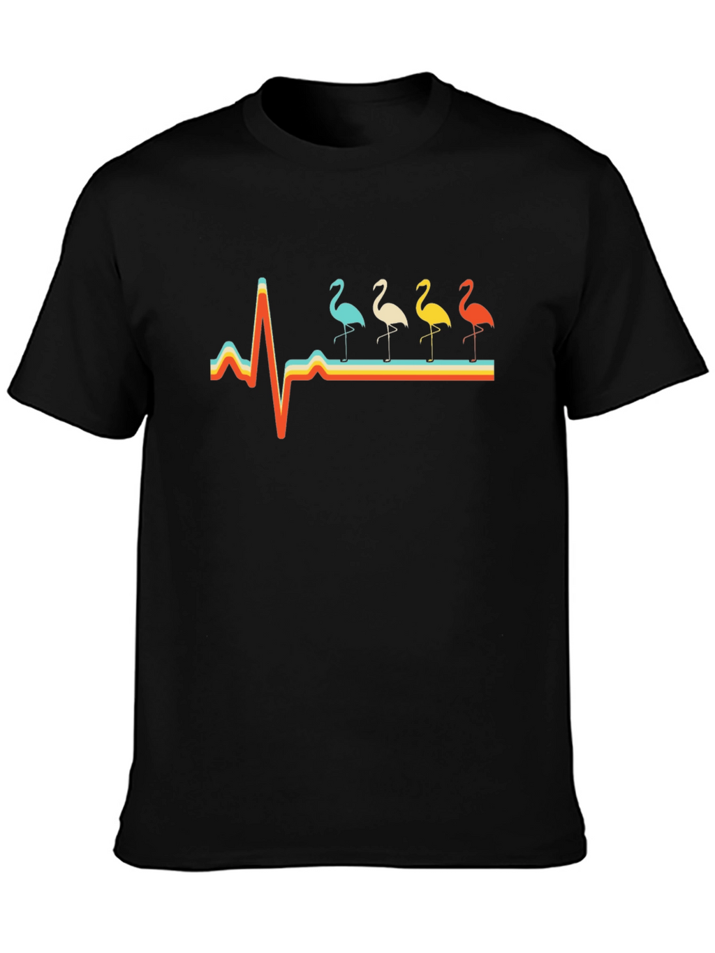 Retro Flamingo Heartbeat Graphic Tee