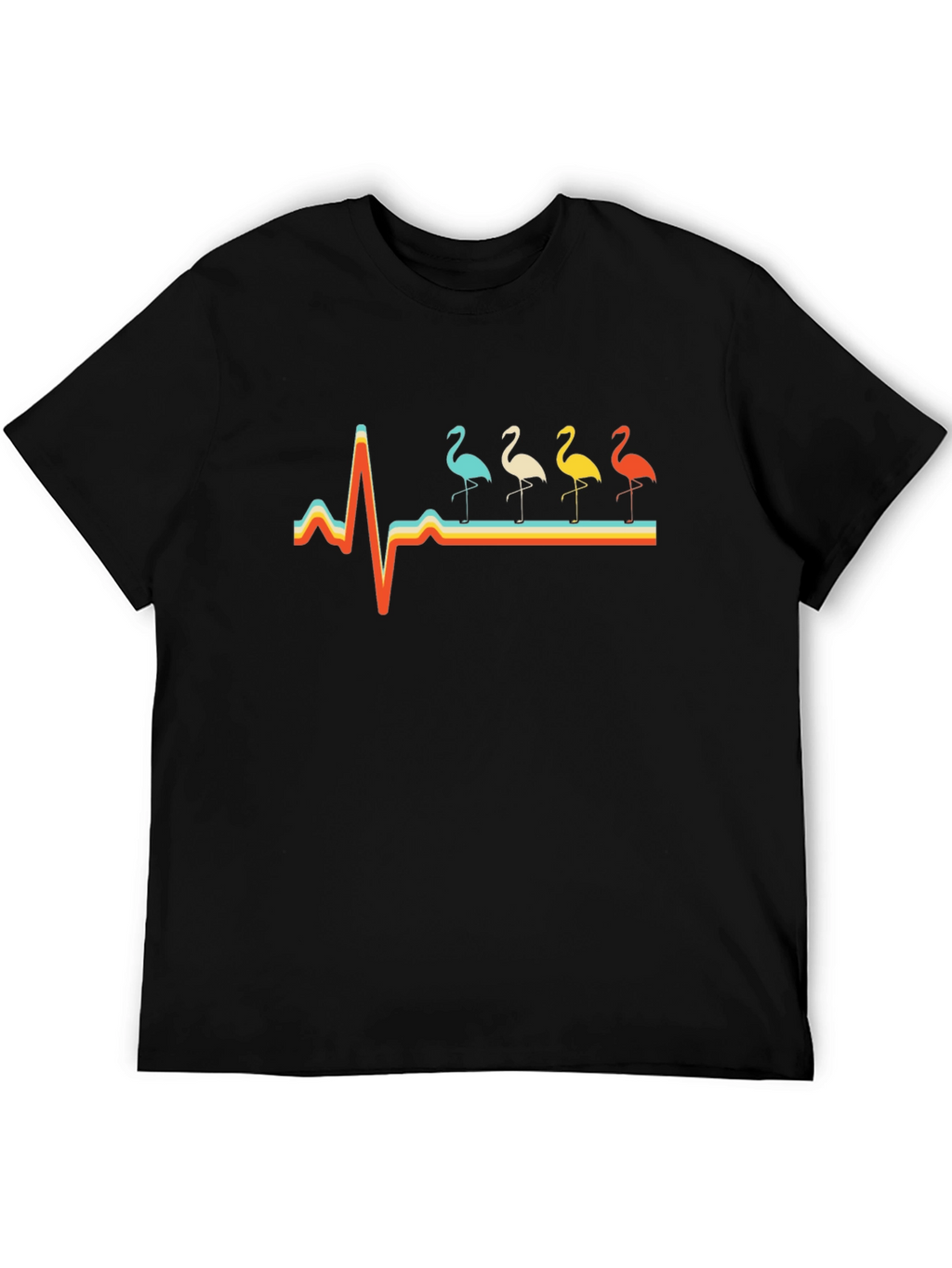 Retro Flamingo Heartbeat Graphic Tee