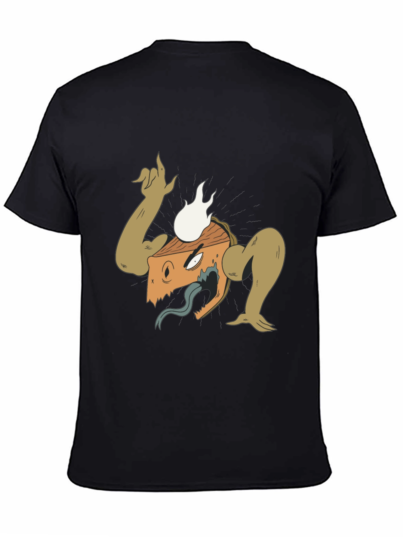 Mens Black Graphic T-Shirt - Monster Cartoon Design