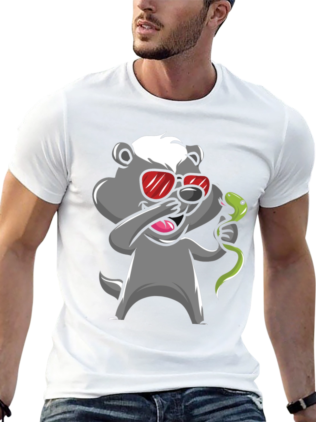 Dabbing Honey Badger with Snake Graphic Tee