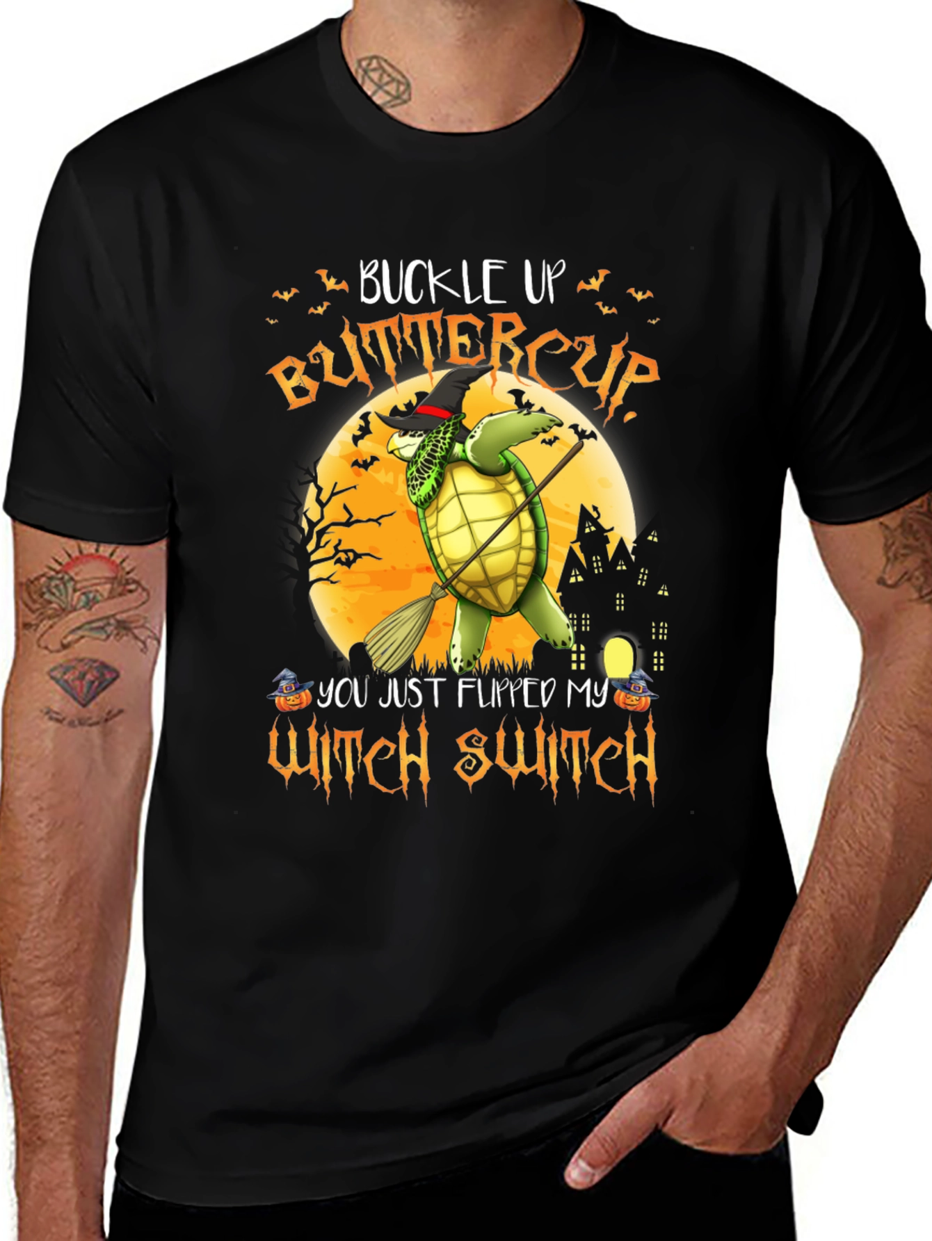 Halloween Turtle Witch T-Shirt - Buckle Up Buttercup