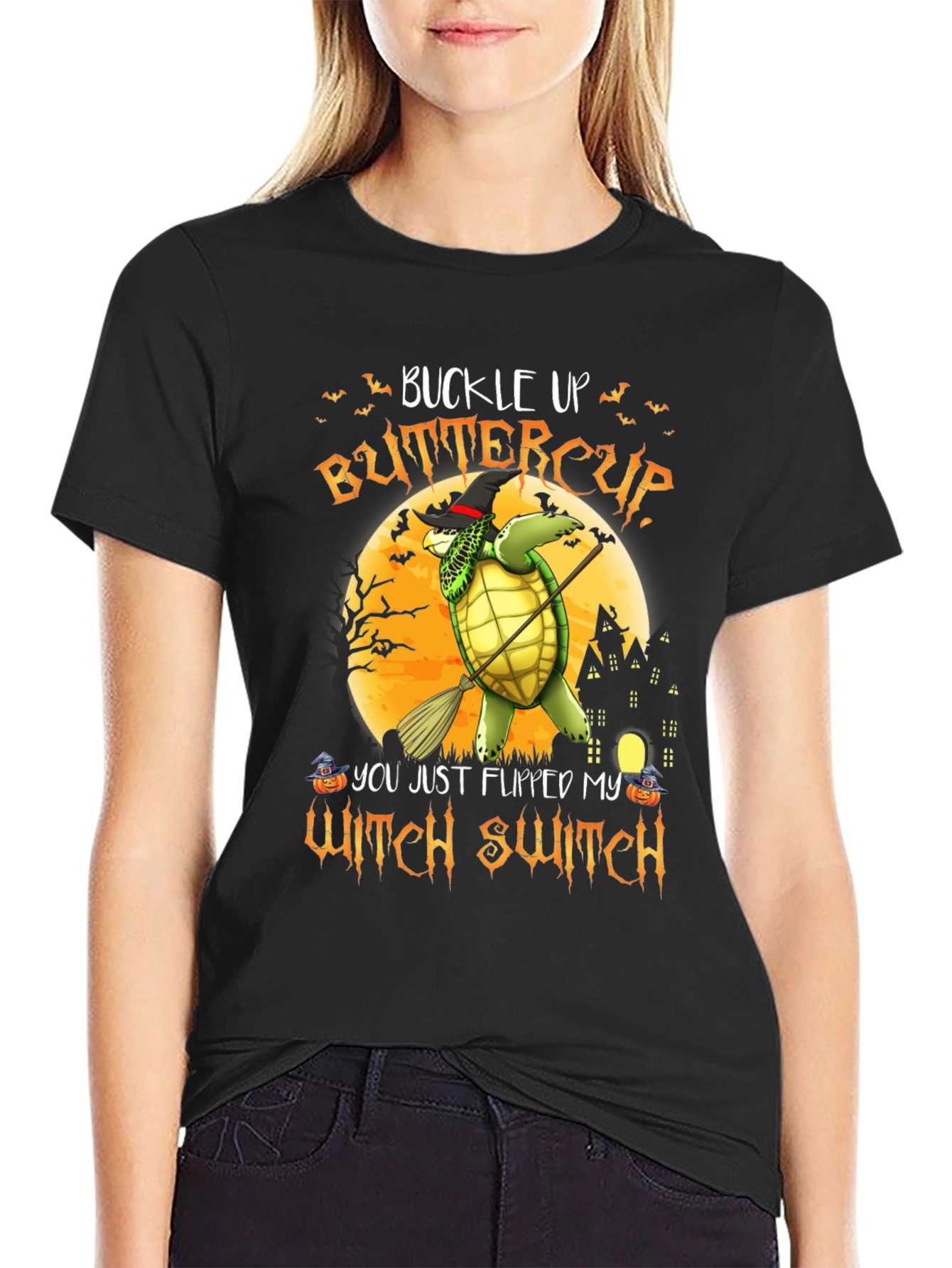 Halloween Turtle Witch T-Shirt - Buckle Up Buttercup