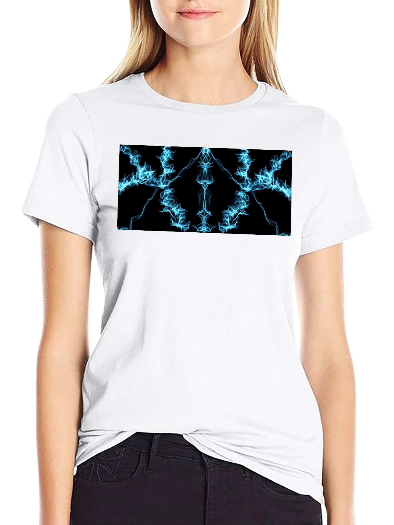 Electric Blue Lightning Graphic Black T-Shirt