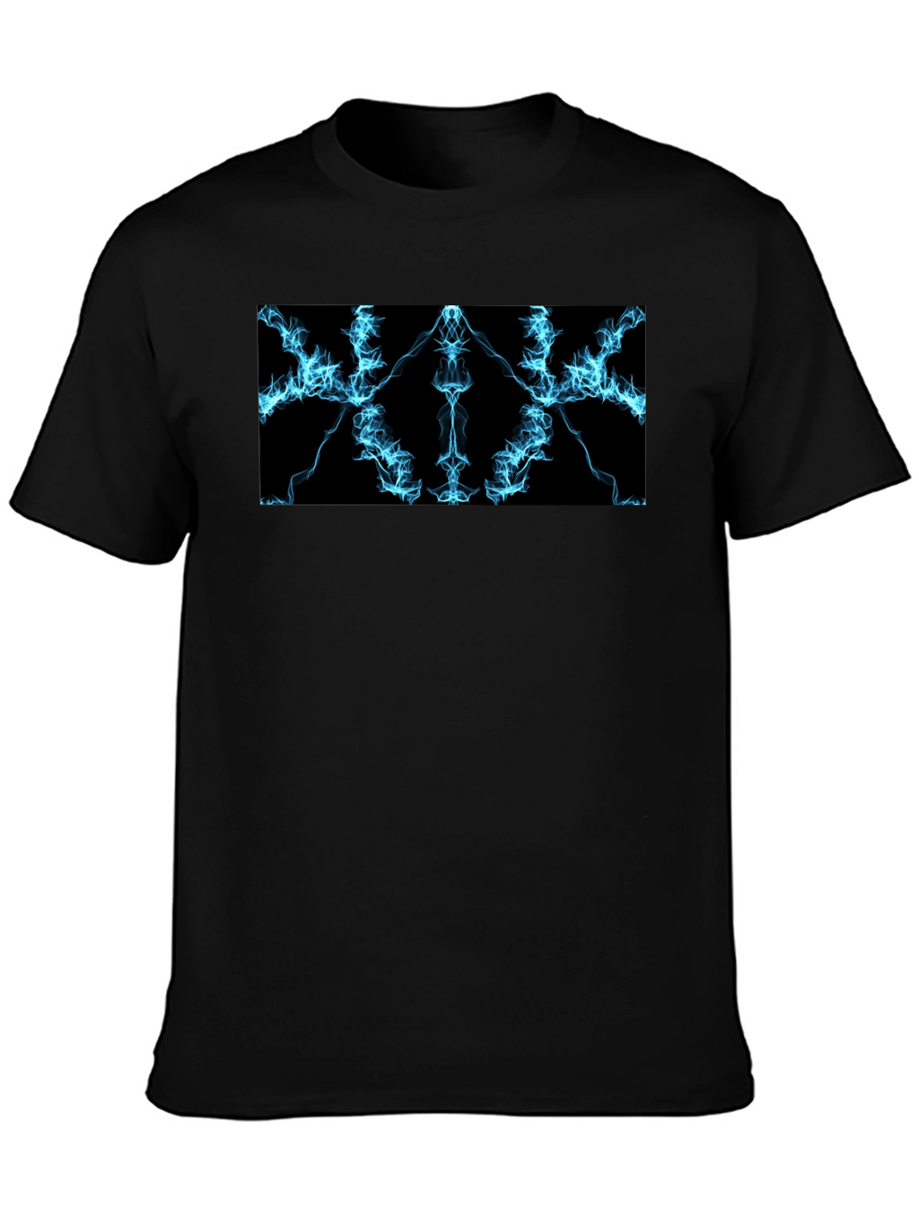 Electric Blue Lightning Graphic Black T-Shirt