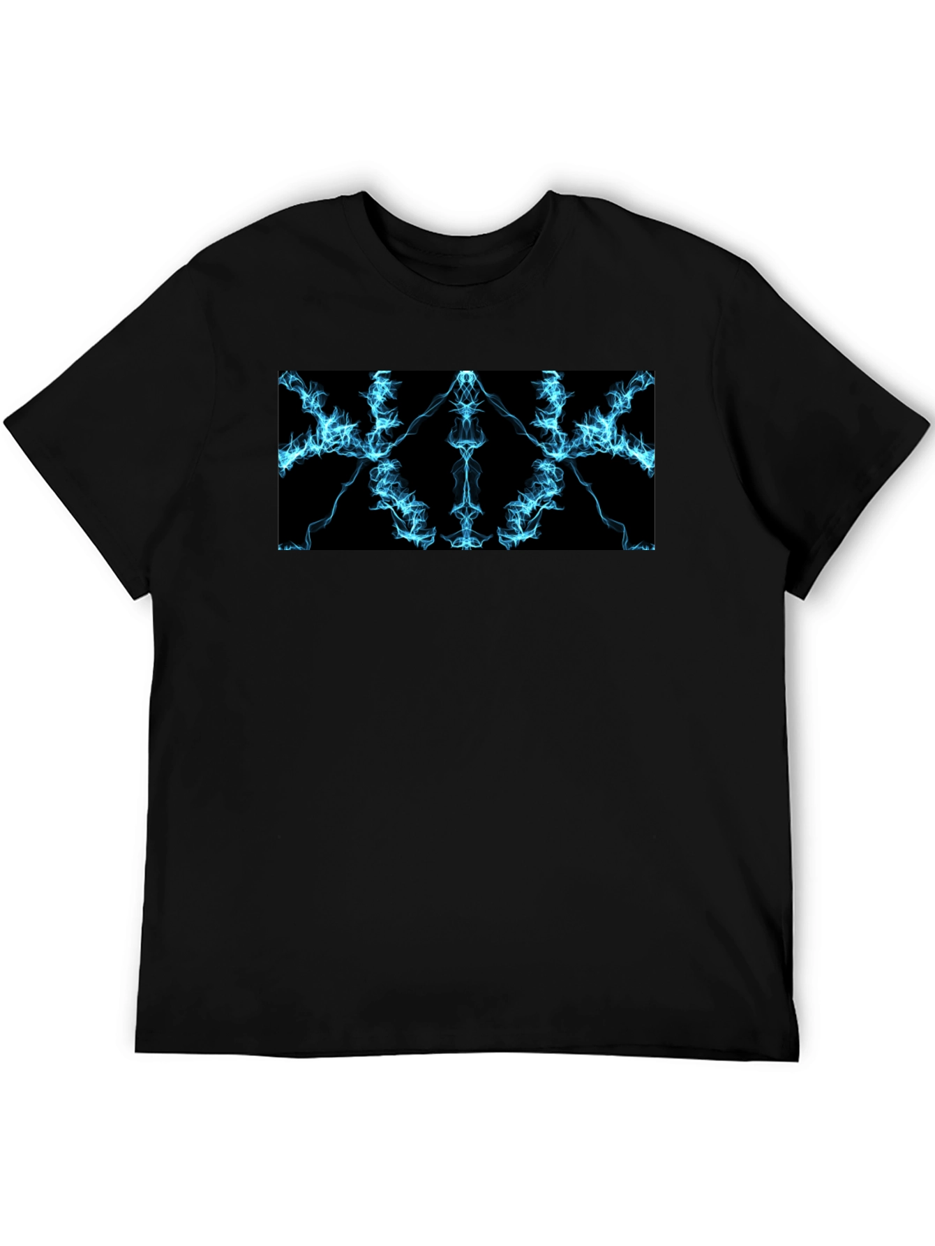 Electric Blue Lightning Graphic Black T-Shirt