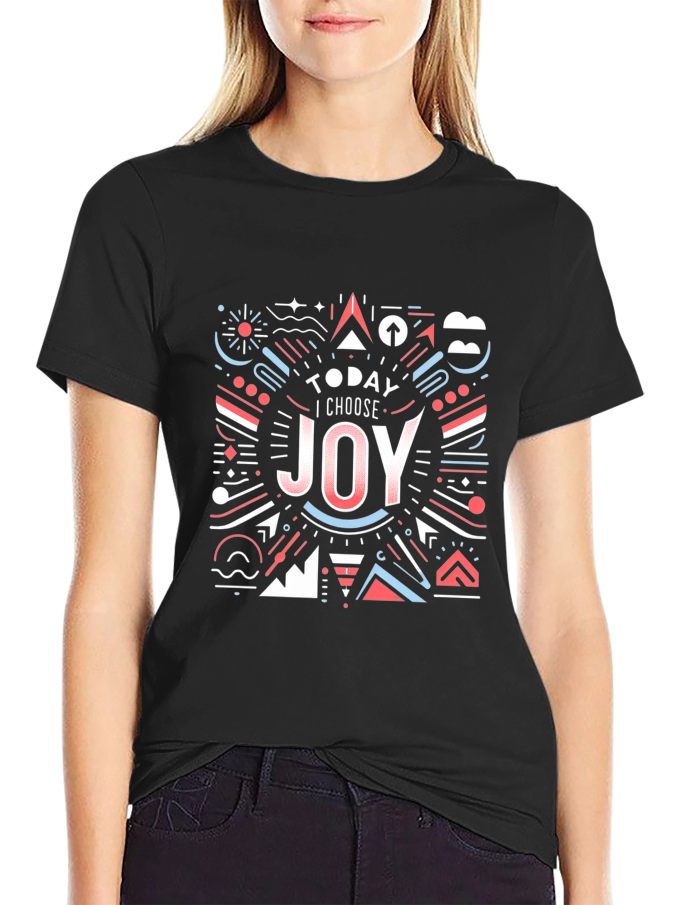 Choose Joy Graphic Tee - Modern Geometric Design
