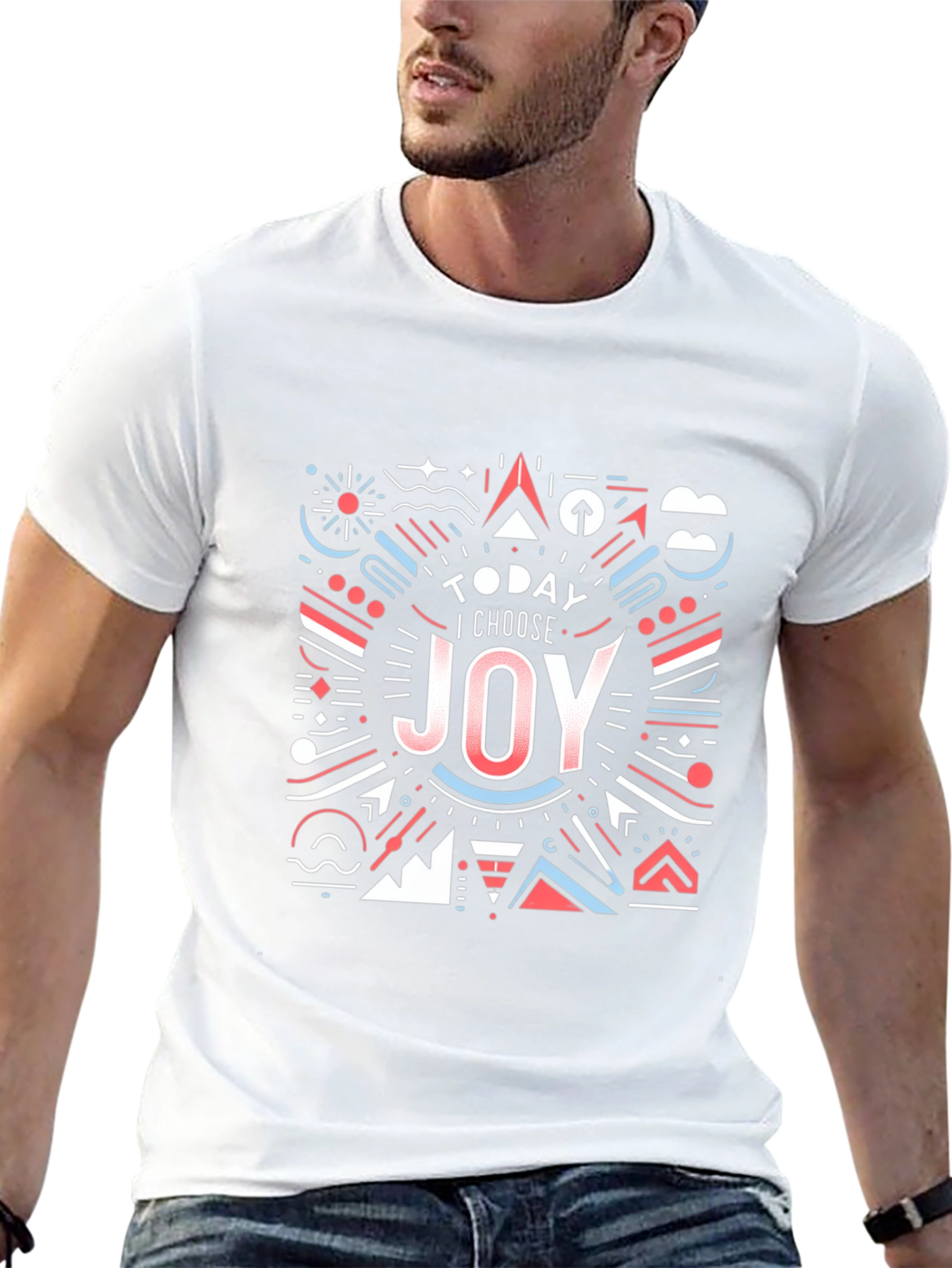 Choose Joy Graphic Tee - Modern Geometric Design