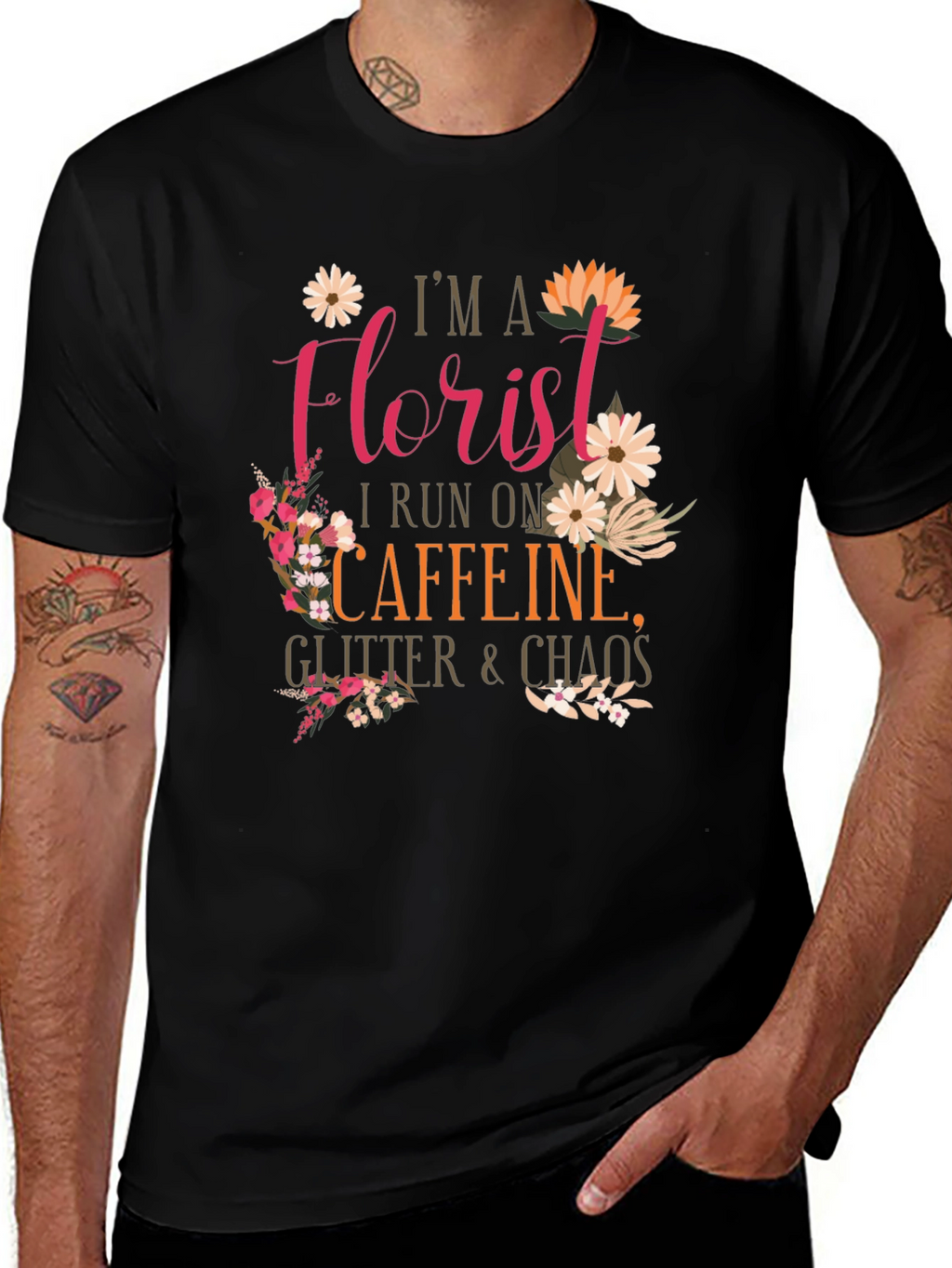 Florist Caffeine Glitter Chaos T-Shirt