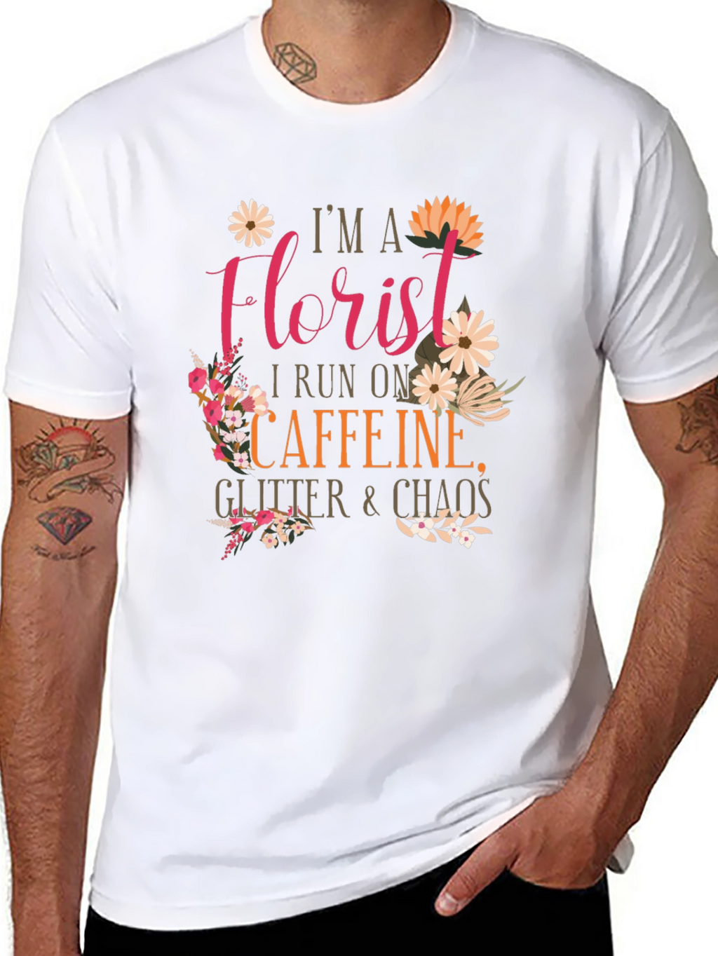 Florist Caffeine Glitter Chaos T-Shirt