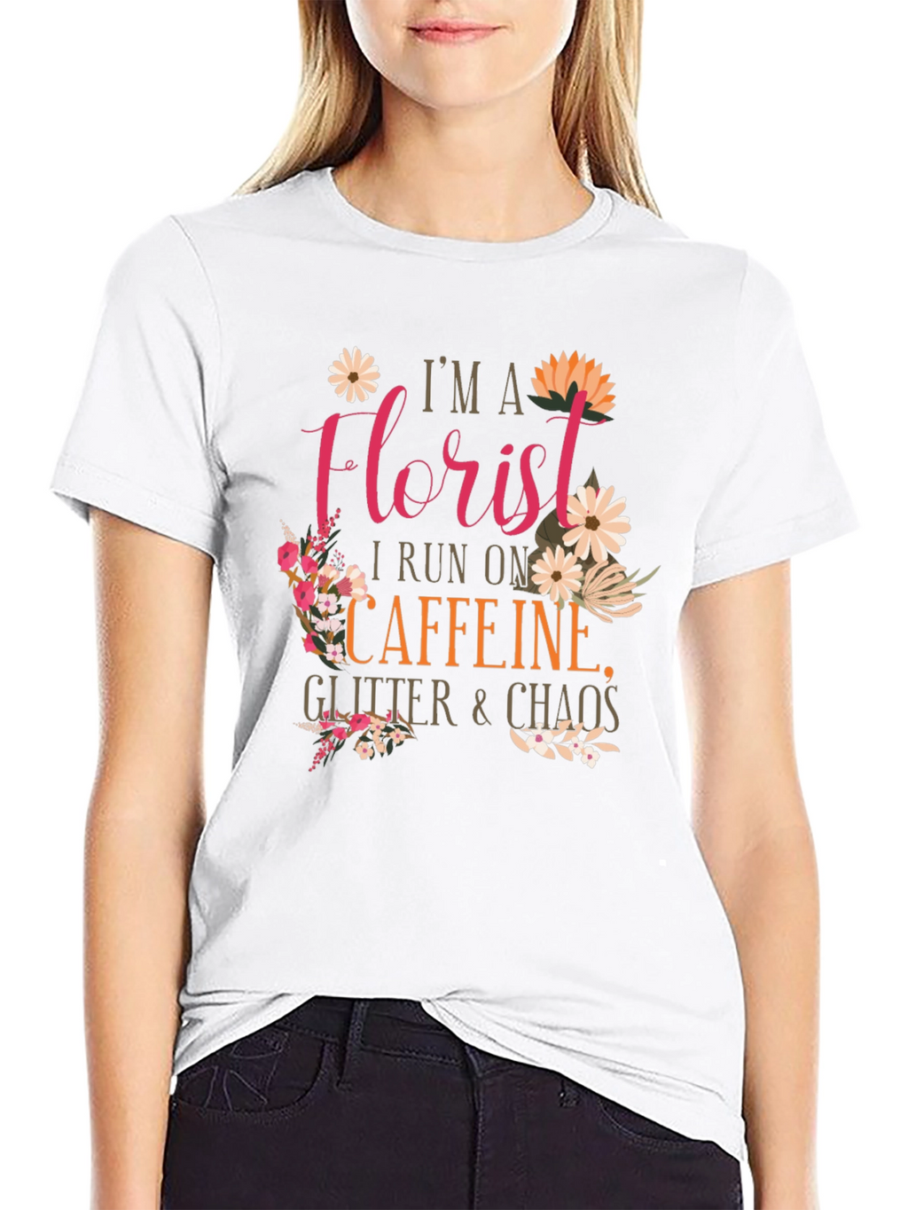 Florist Caffeine Glitter Chaos T-Shirt