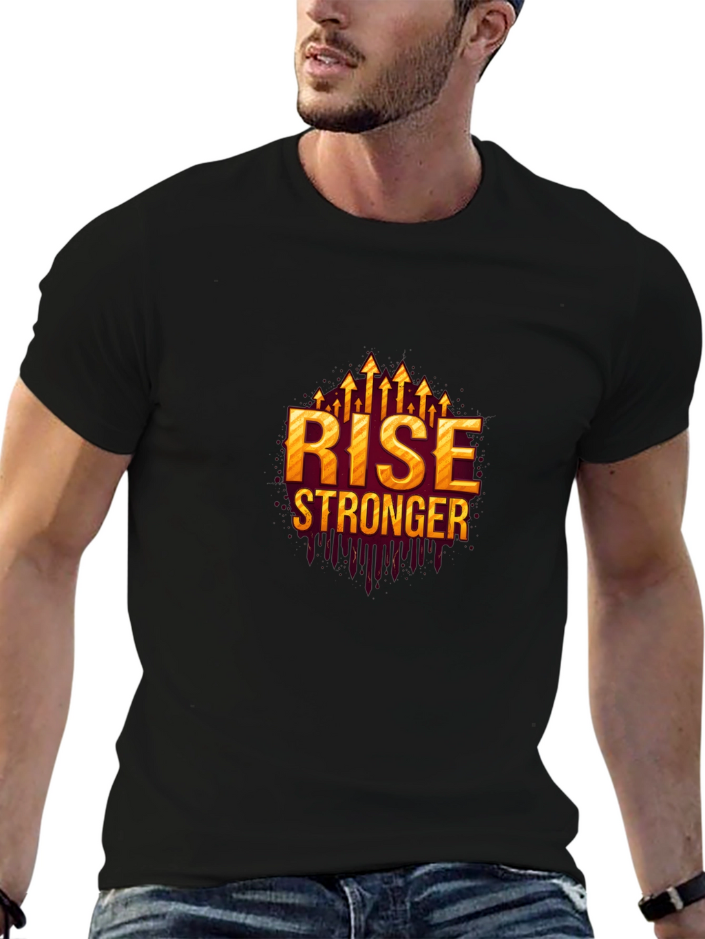 Rise Stronger Graphic Black T-Shirt