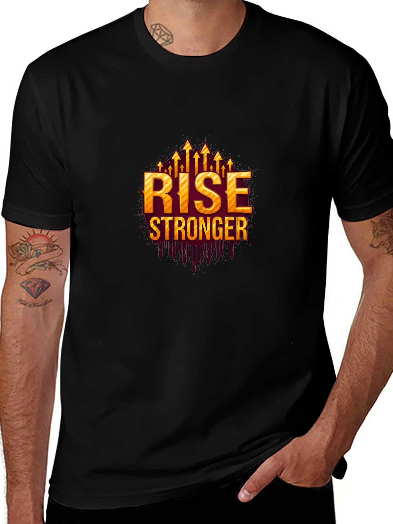 Rise Stronger Graphic Black T-Shirt