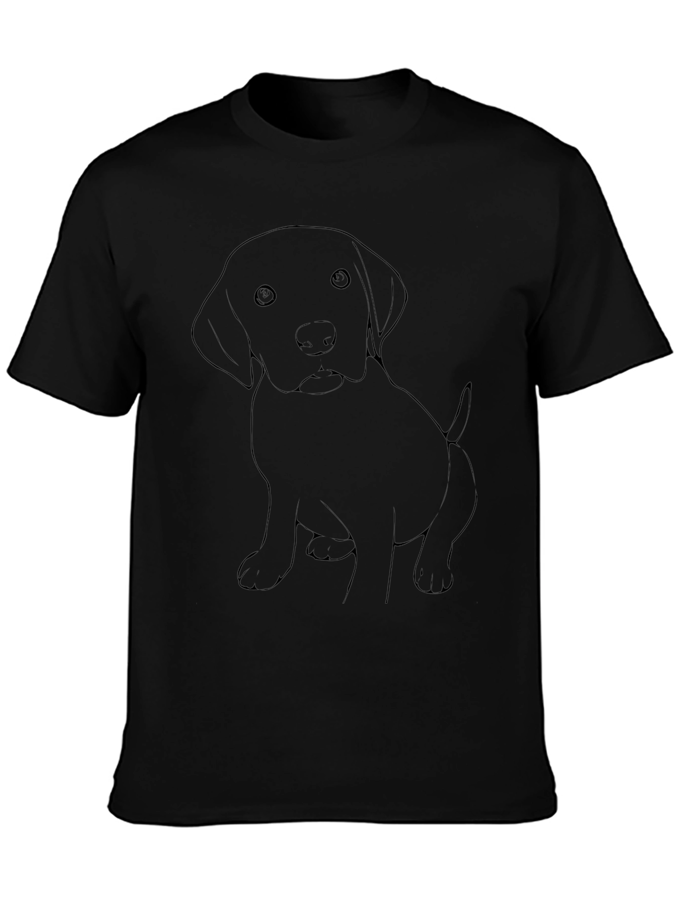 Dog Sketch Graphic Tee - Casual Black T-Shirt