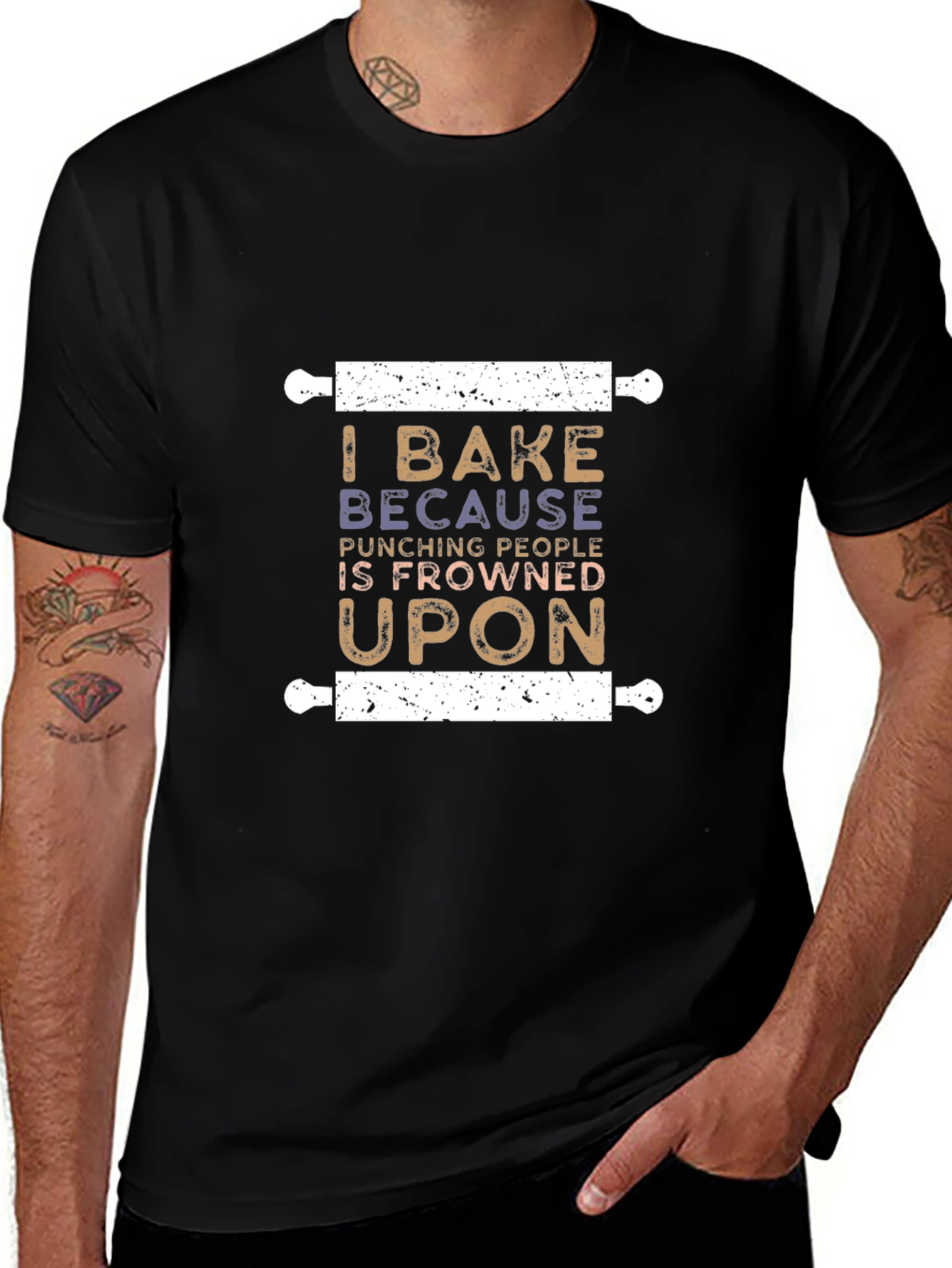 Funny Baking T-Shirt - I Bake Because Punching People Is Frowned Upon