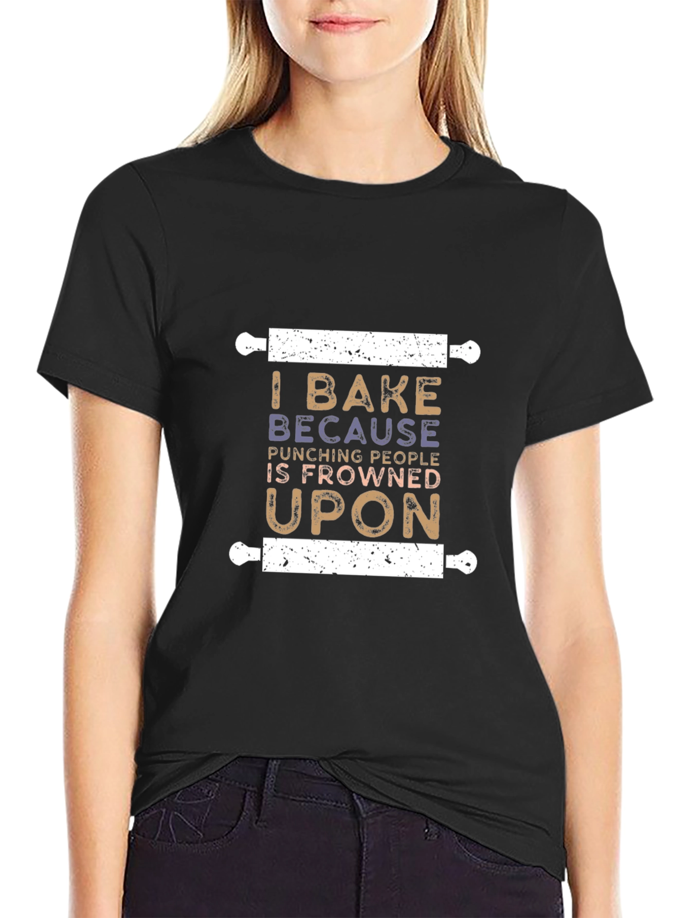 Funny Baking T-Shirt - I Bake Because Punching People Is Frowned Upon