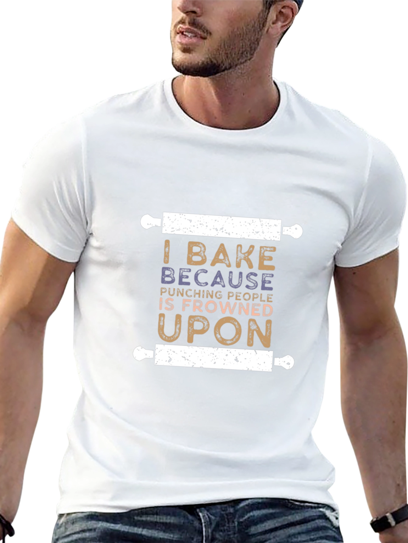 Funny Baking T-Shirt - I Bake Because Punching People Is Frowned Upon
