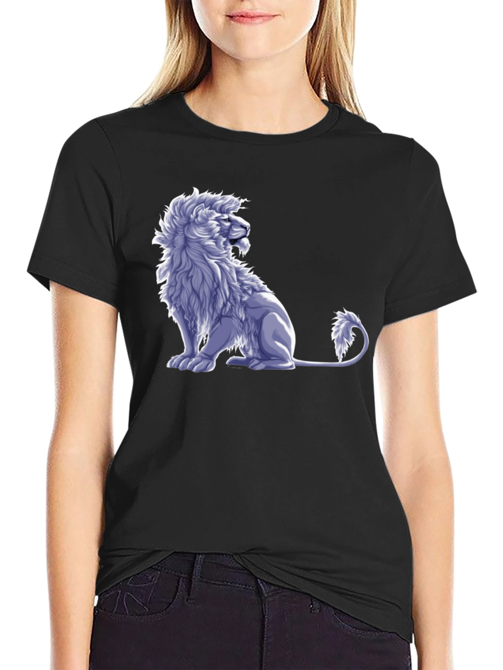 Lion Graphic Tee - Black Cotton Blend