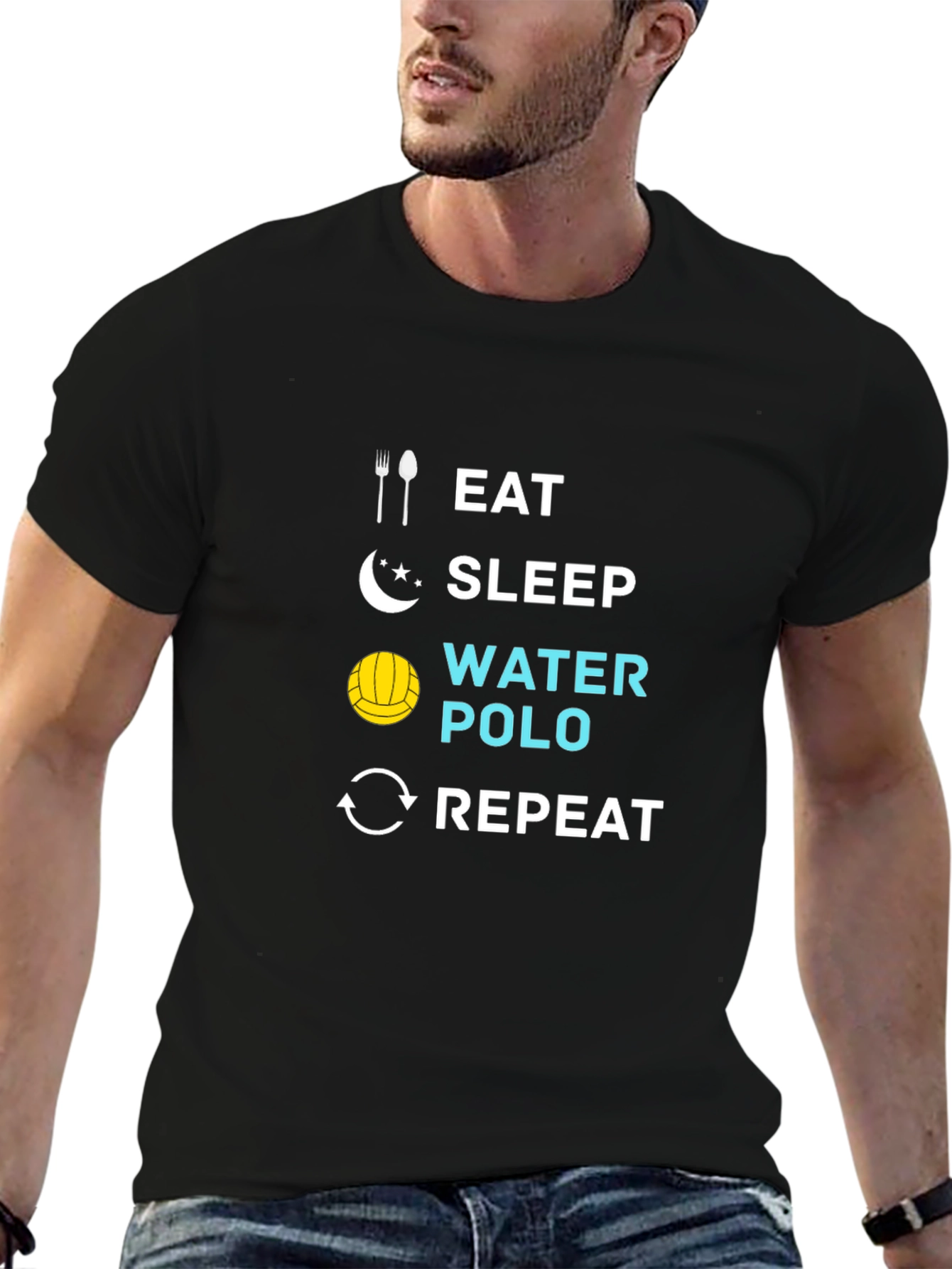 Eat Sleep Water Polo Repeat Black T-Shirt