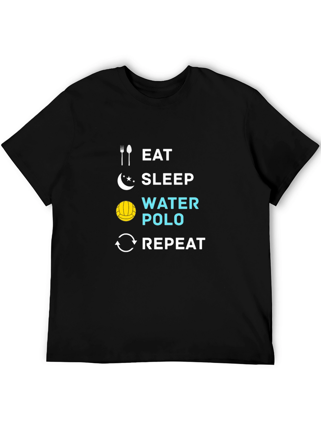 Eat Sleep Water Polo Repeat Black T-Shirt