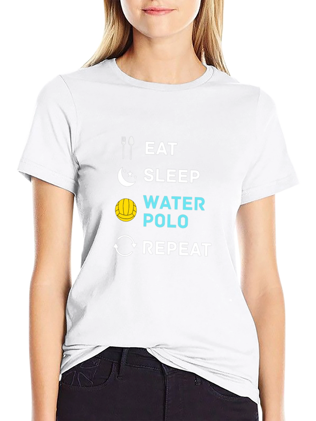 Eat Sleep Water Polo Repeat Black T-Shirt