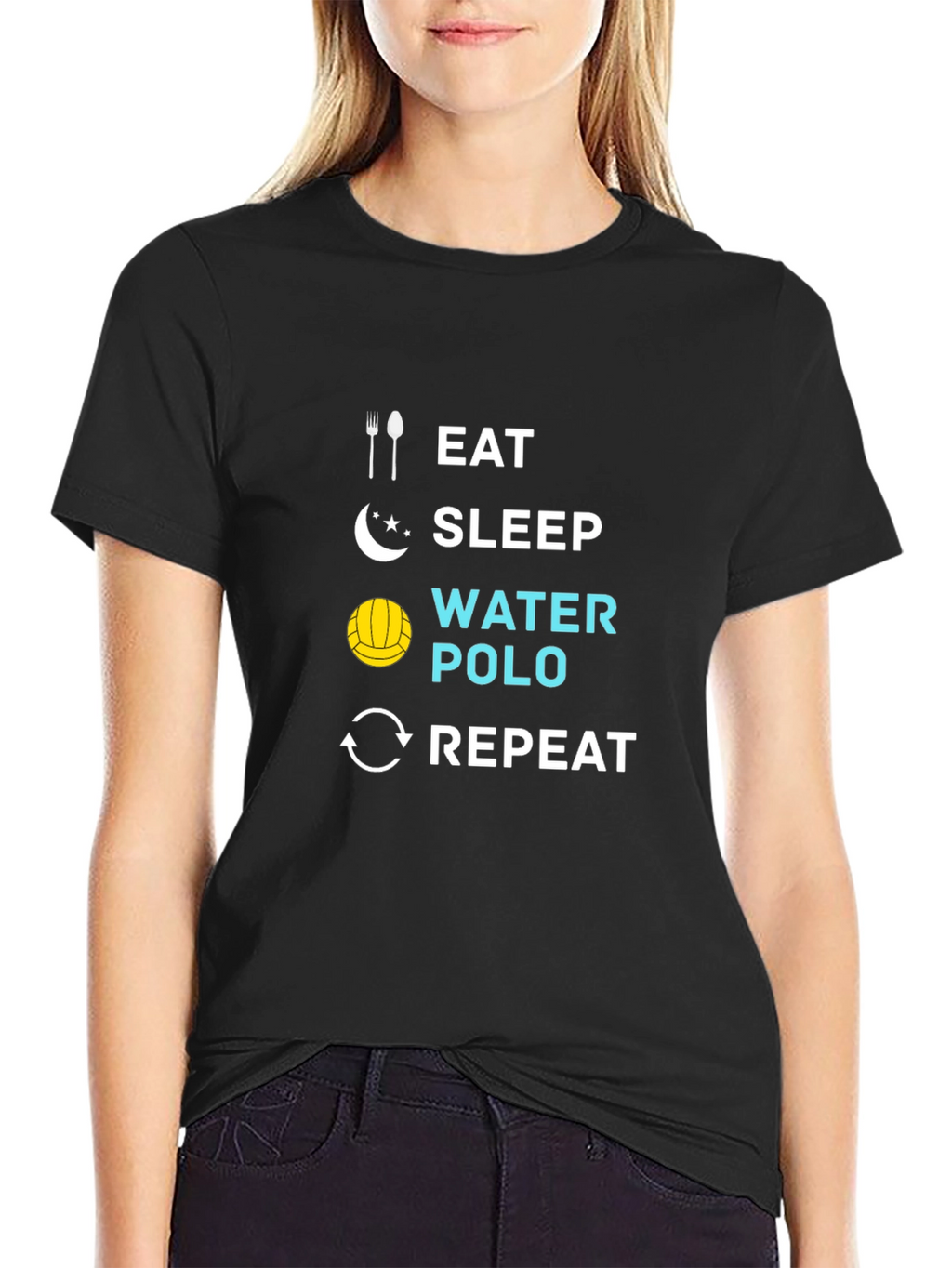 Eat Sleep Water Polo Repeat Black T-Shirt